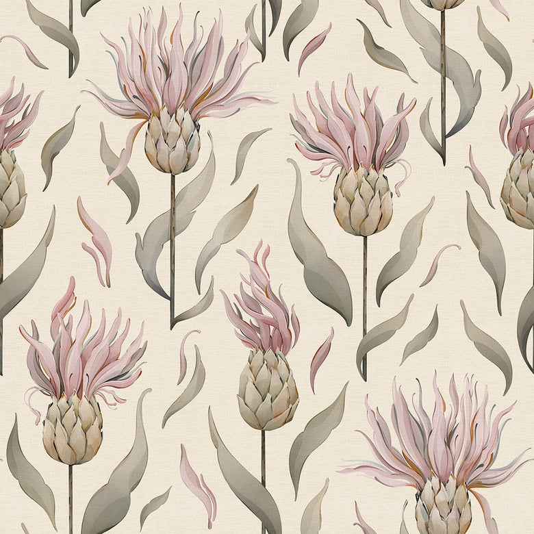 Sample of Thistle Royale Wallpaper in Vintage Cream