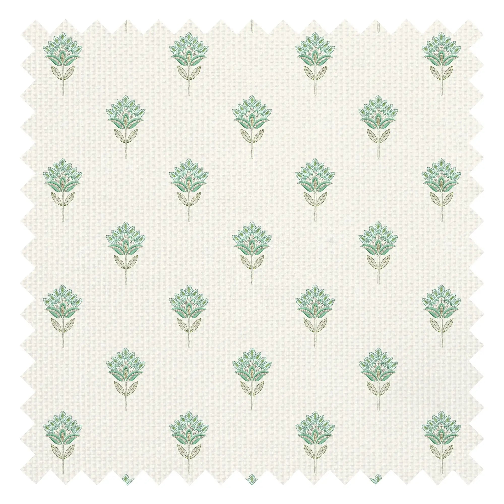 Threaded Flora Fabric in Blues and Greens