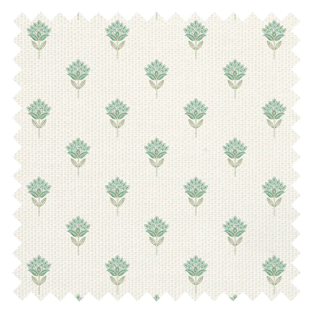 Threaded Flora Fabric in Blues and Greens