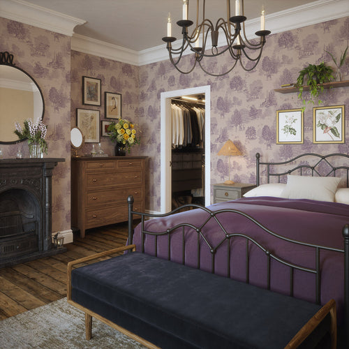 Toile De Jouy Wallpaper in Lavender