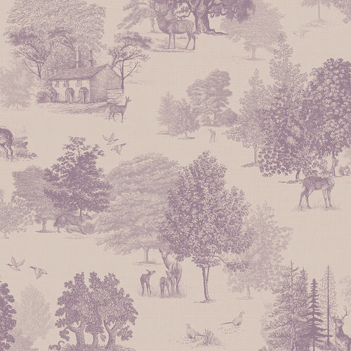 Sample of Toile De Jouy Wallpaper in Lavender