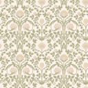 Tulip Garden Wallpaper in Sage and Cream on Soft Cream