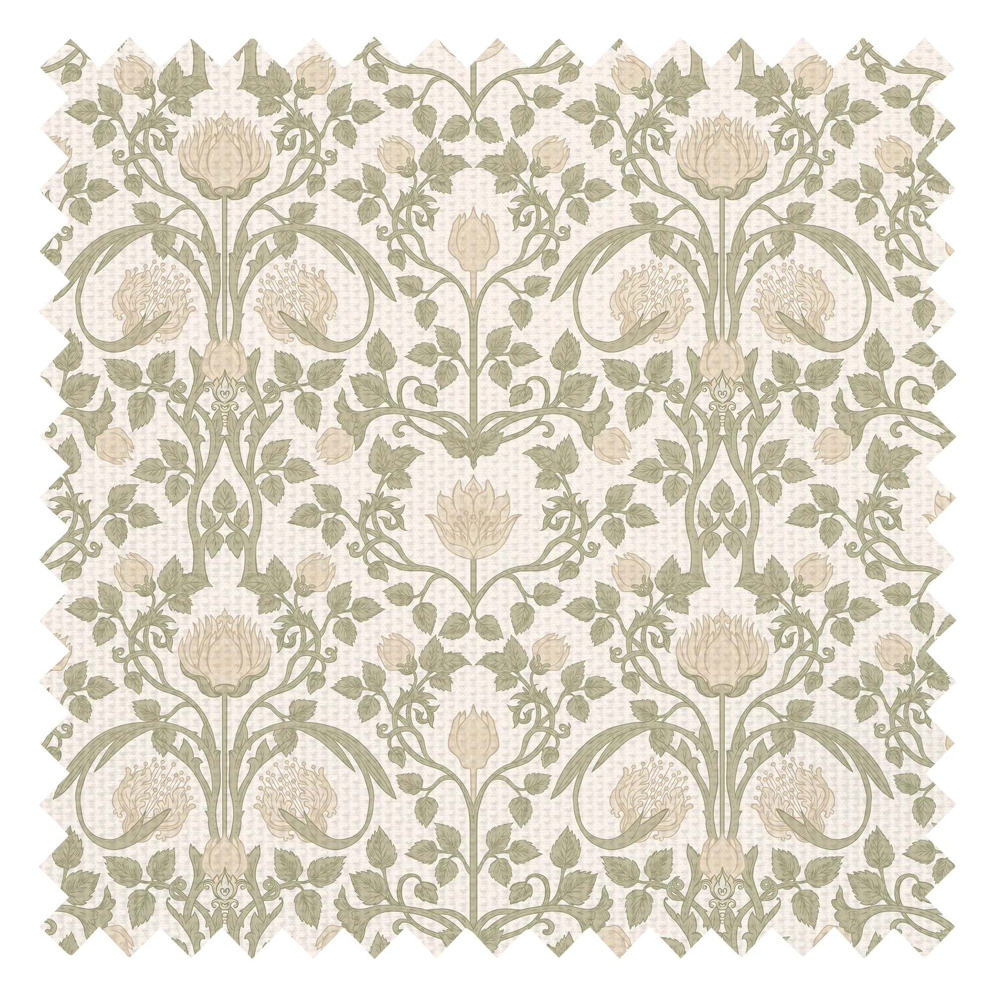 Tulip Garden Fabric in Sage and Cream on Soft Cream