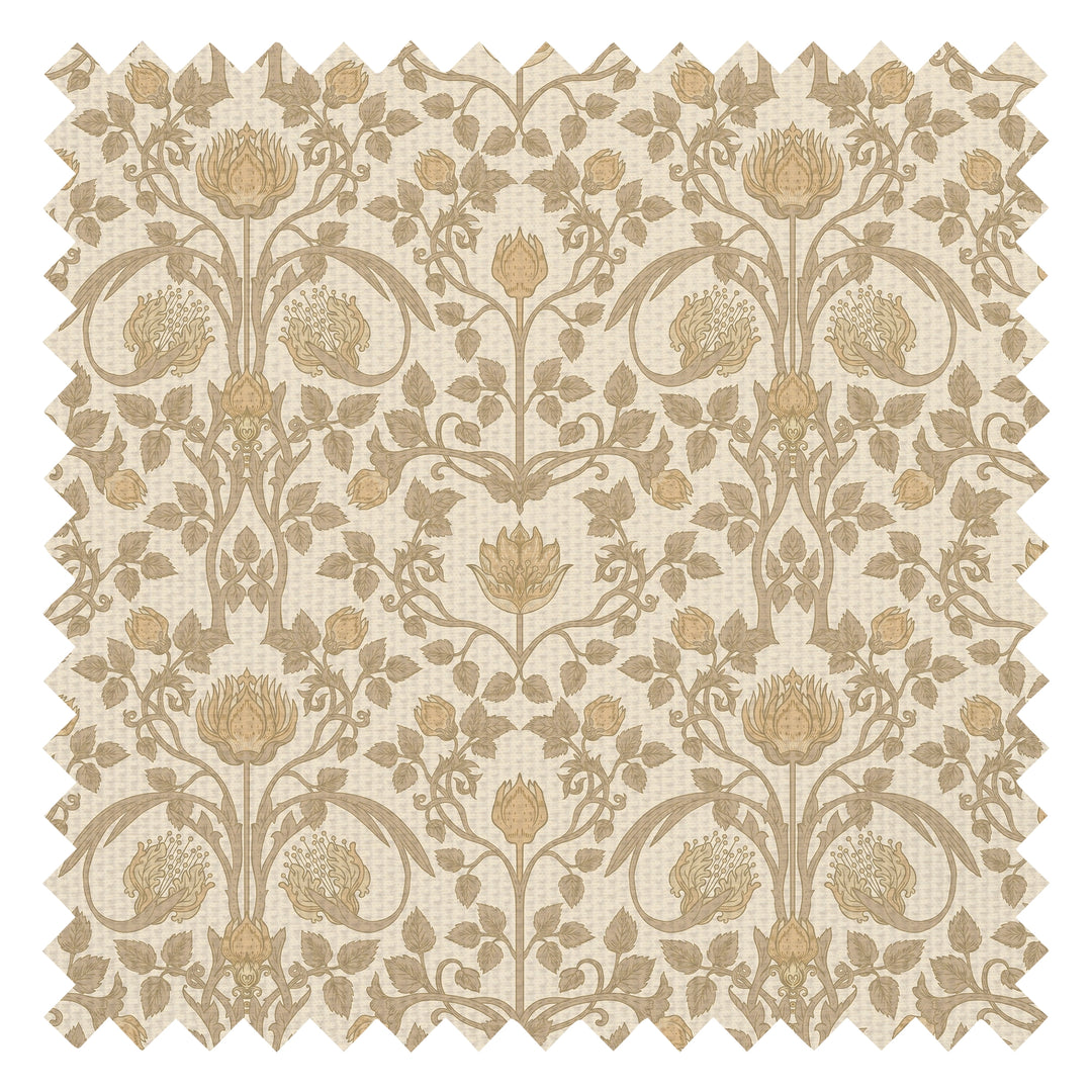 Tulip Garden Fabric in Soft Brown and Tan on Light Brown