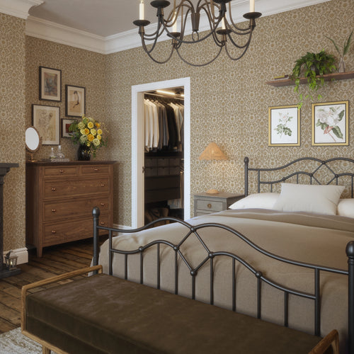 Tulip Garden Wallpaper in Soft Brown and Tan on Light Brown