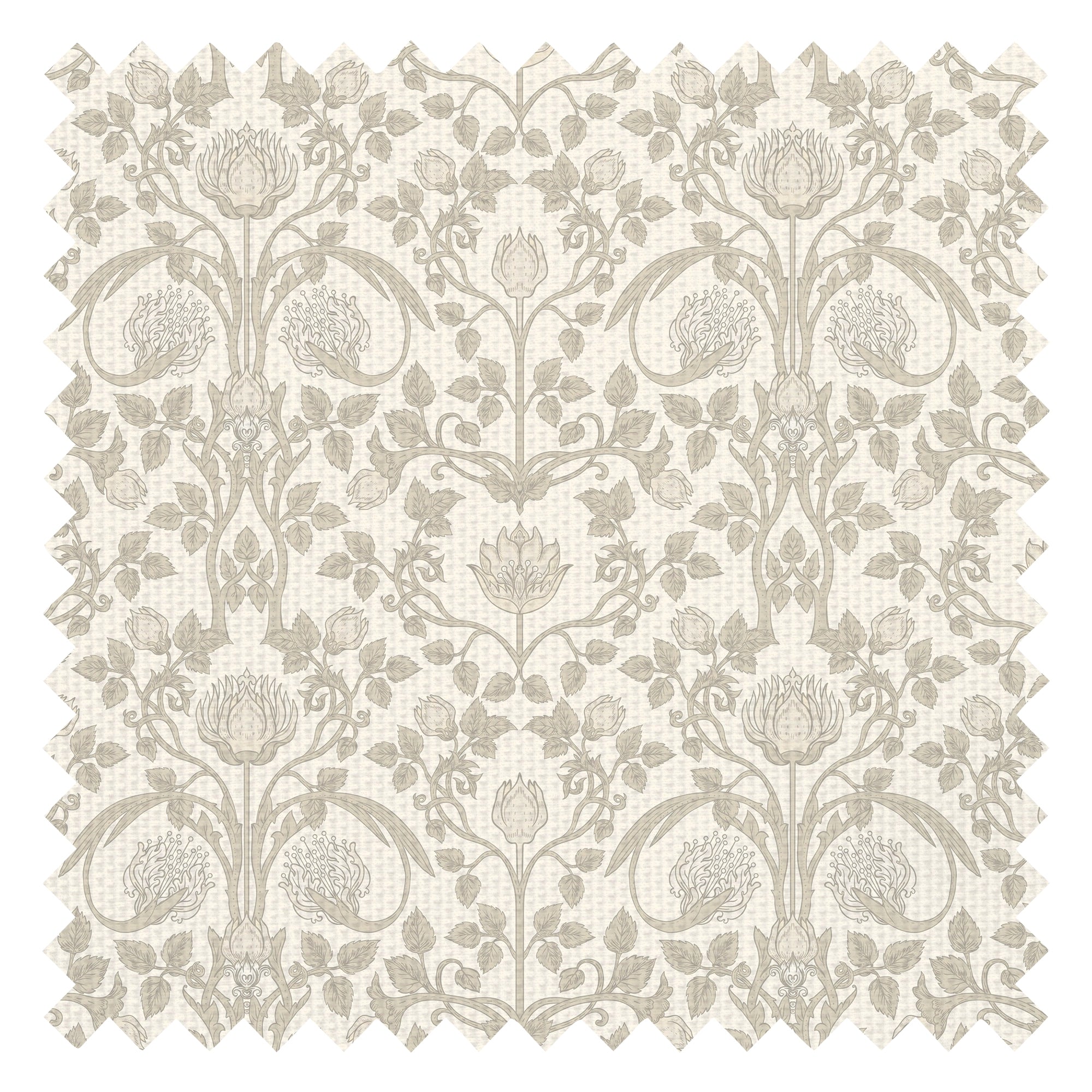 Tulip Garden Fabric in Stone and Natural on Rich Cream