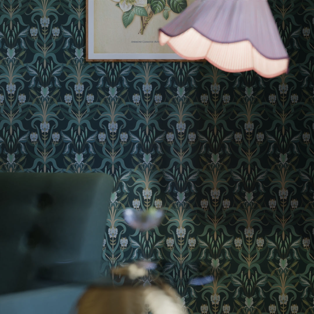 Versailles Wallpaper in Shades of Teal and Mineral