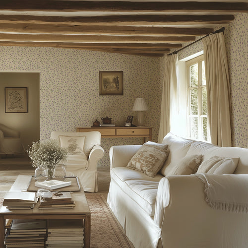 Violet Wallpaper in Vintage Cream