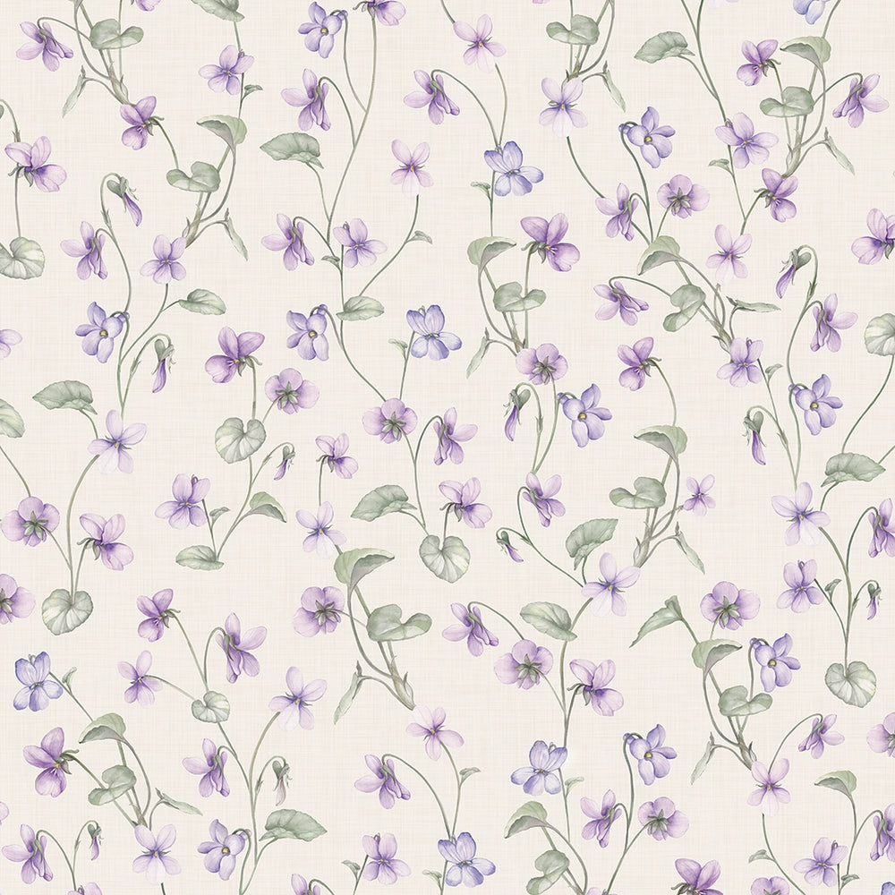 Violet Wallpaper in Vintage Cream