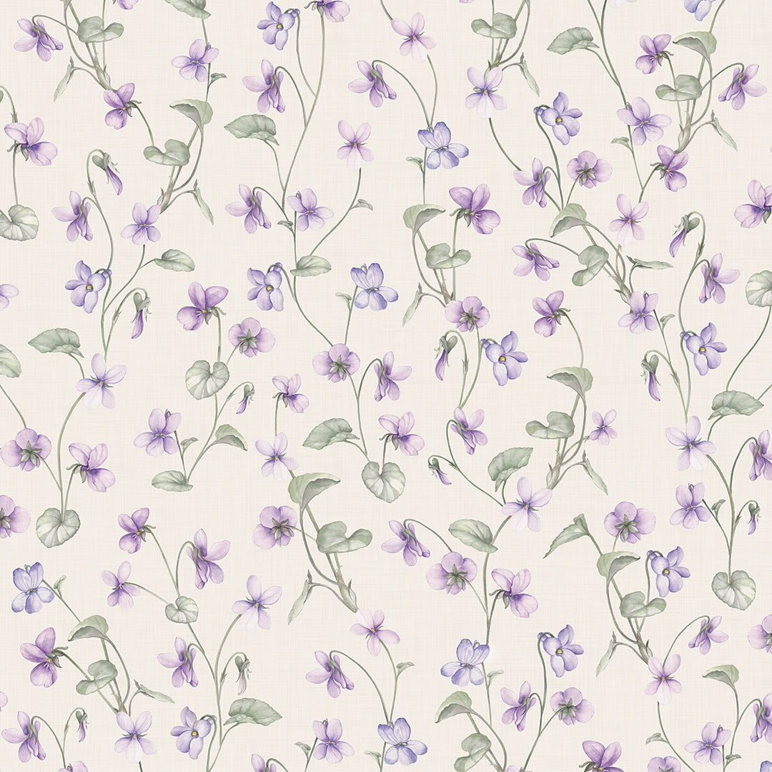 Sample of Violet Wallpaper in Vintage Cream