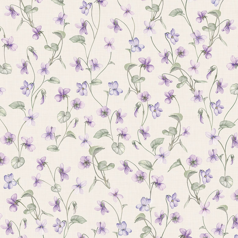 Sample of Violet Wallpaper in Vintage Cream