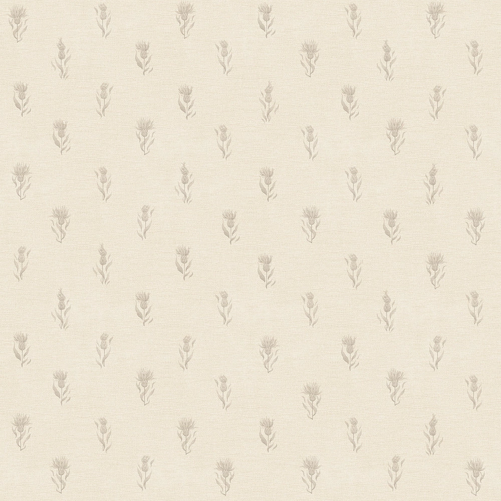 Sample of Wee Thistle Wallpaper in Castle Stone on Vintage Cream