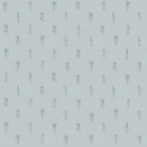 Sample of Wee Thistle Wallpaper in Cornflower Blue on Mineral Mist