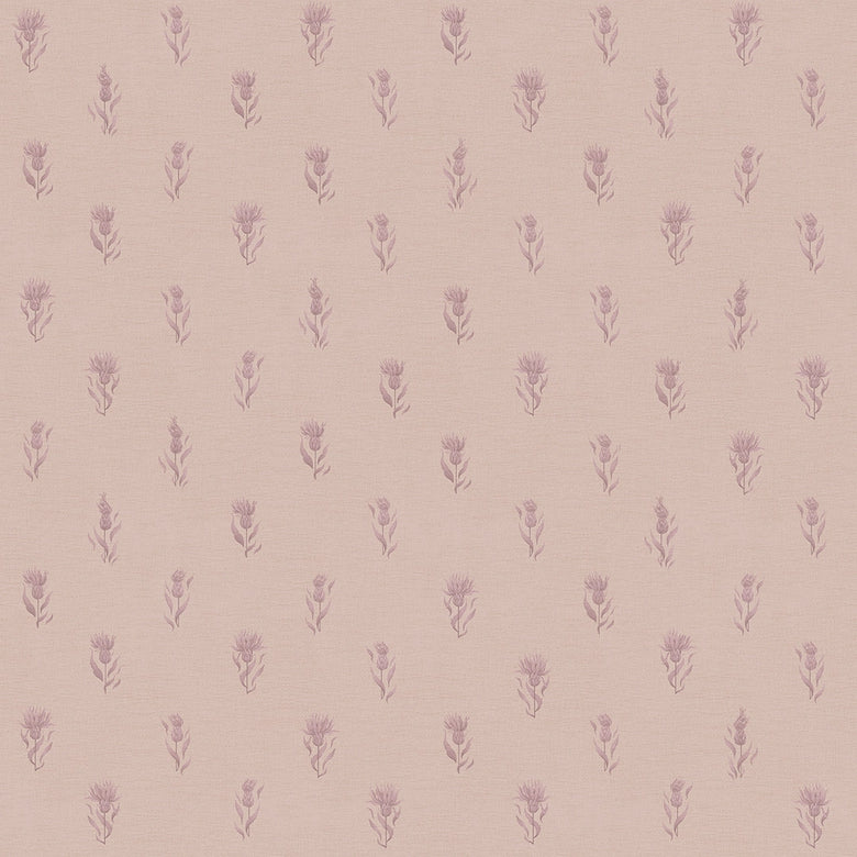 Sample of Wee Thistle Wallpaper in French Mauve on Vintage Rose