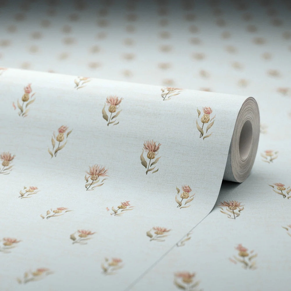 Wee Thistle Wallpaper in Mineral Mist