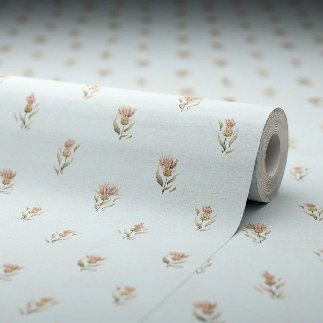 Wee Thistle Wallpaper in Mineral Mist