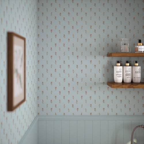 Wee Thistle Wallpaper in Mineral Mist