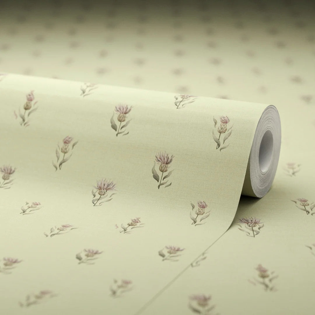 Wee Thistle Wallpaper in Slow Cooked Sage