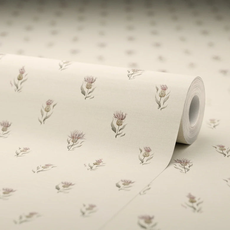 Wee Thistle Wallpaper in Vintage Cream