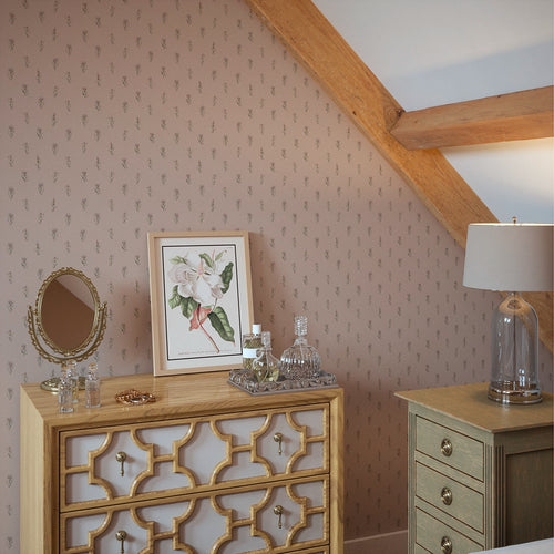 Wee Thistle Wallpaper in Vintage Rose