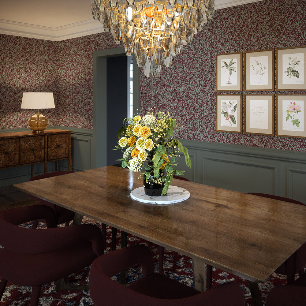 Whimsical Willow Wallpaper in Seafoam Green on Fig