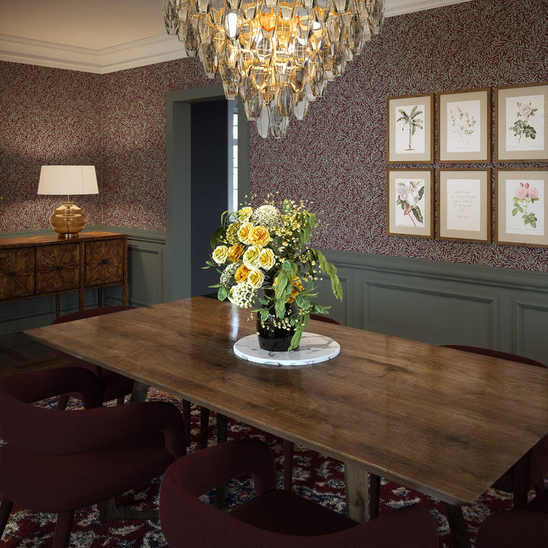 Whimsical Willow Wallpaper in Seafoam Green on Fig