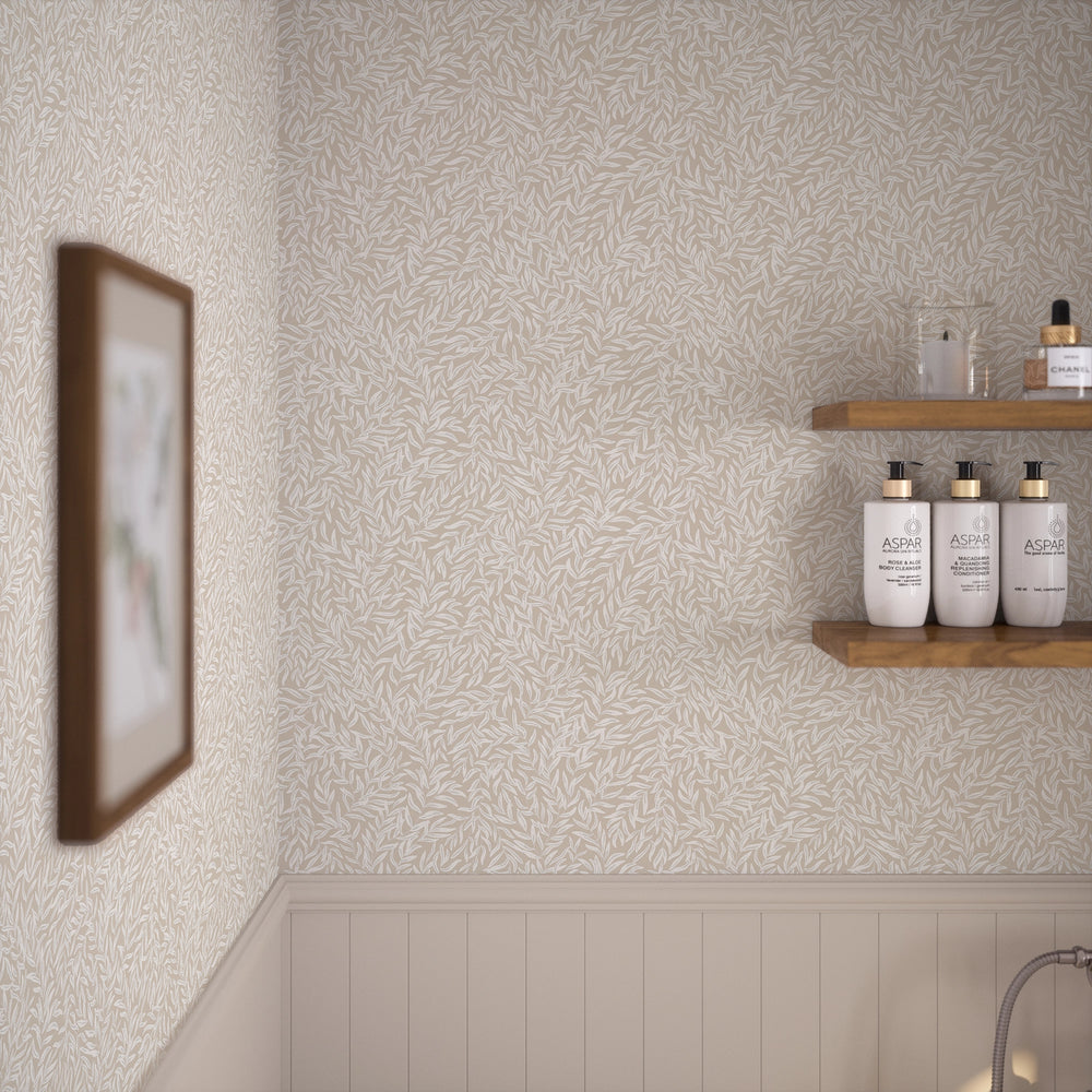 Whimsical Willow Wallpaper in Cream on Stone