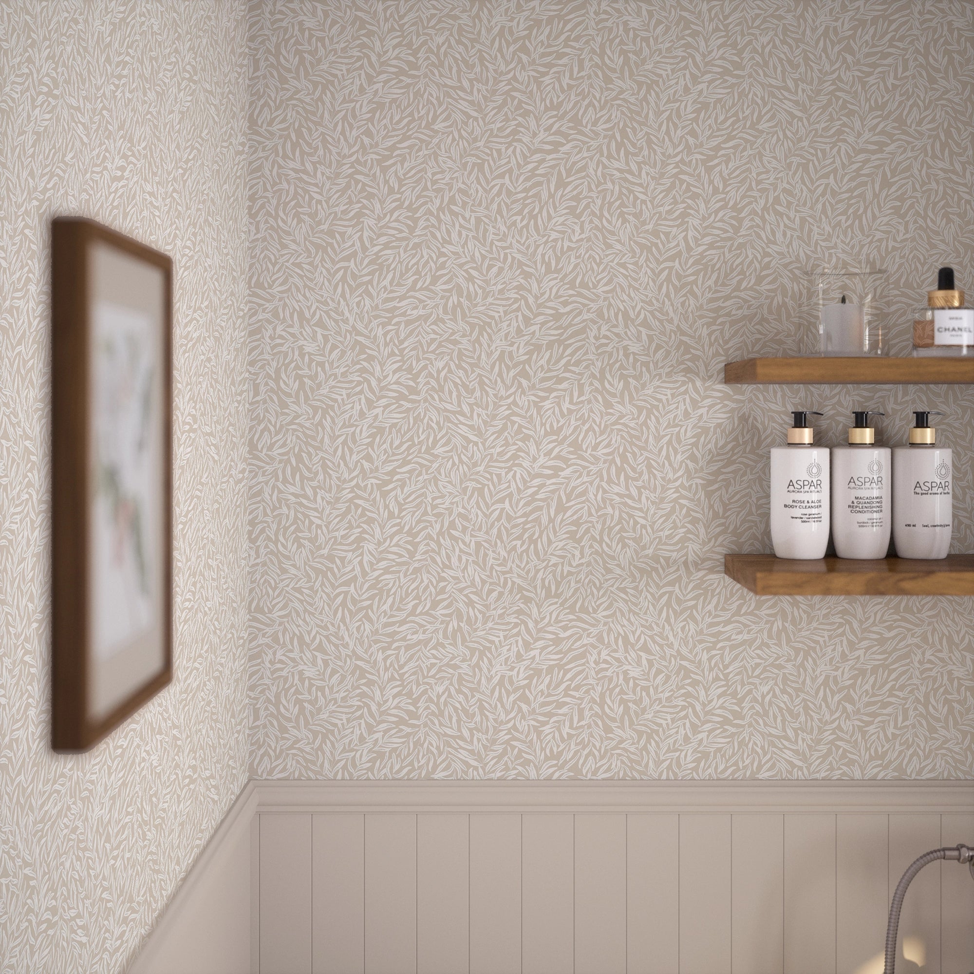 Whimsical Willow Wallpaper in Cream on Stone