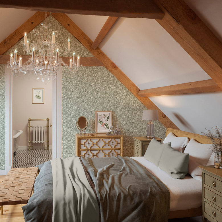 Whimsical Willow Wallpaper in Windsor Cream and Thyme