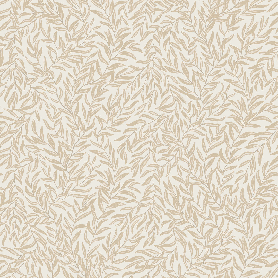 Whimsical Willow Wallpaper in Caramel on Cream