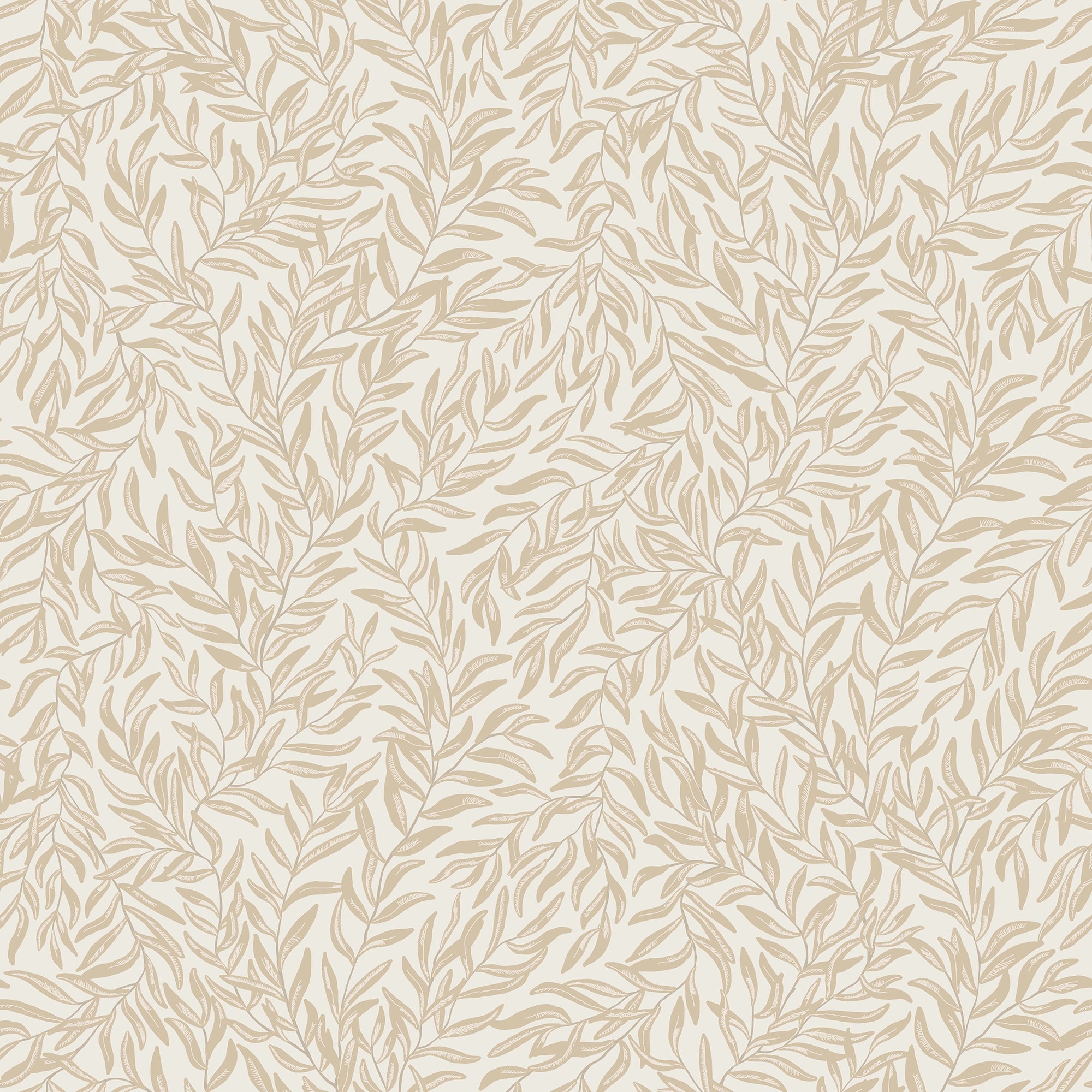 Whimsical Willow Wallpaper in Caramel on Cream