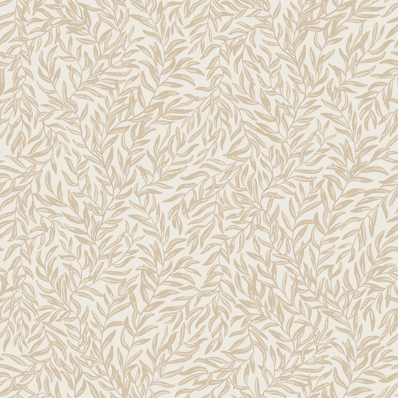 Whimsical Willow Wallpaper in Caramel on Cream
