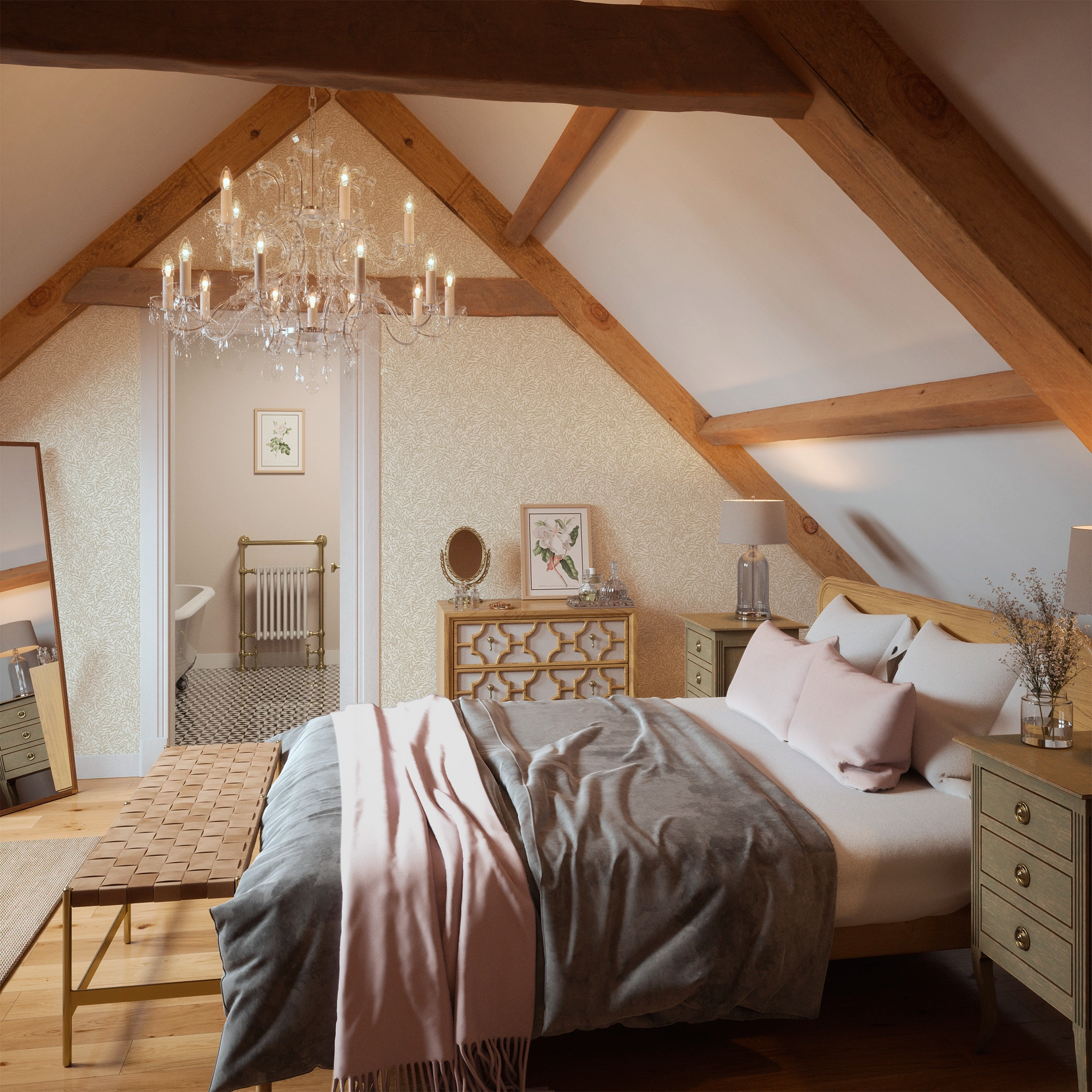 Whimsical Willow Wallpaper in Caramel on Cream