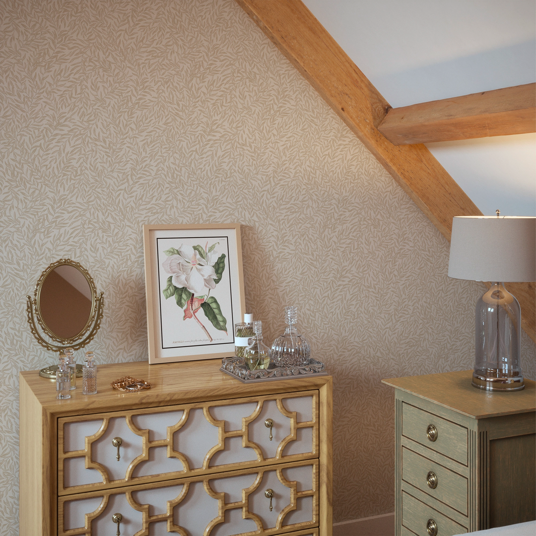 Whimsical Willow Wallpaper in Caramel on Cream