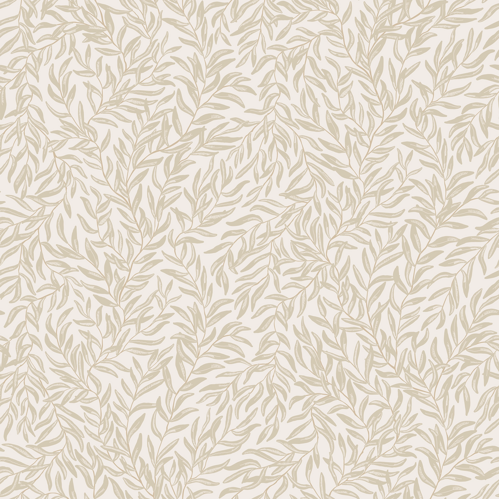 Whimsical Willow Wallpaper in Soft Brown on Cream