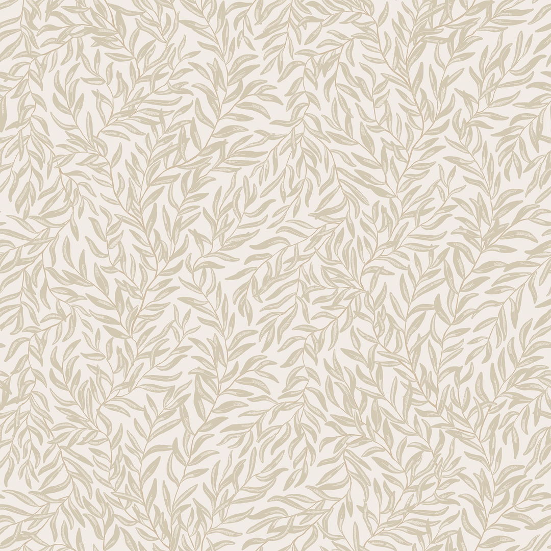 Whimsical Willow Wallpaper in Soft Brown on Cream