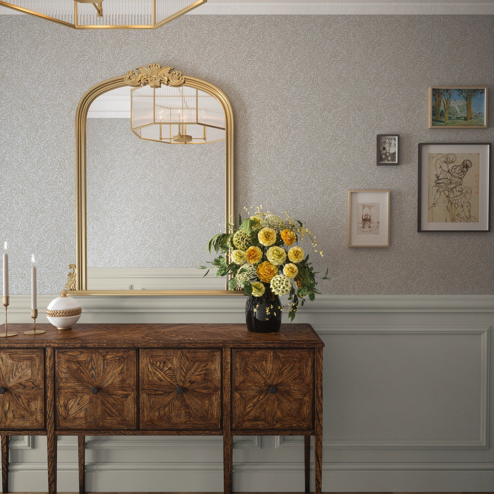 Whimsical Willow Wallpaper in Soft Brown on Cream