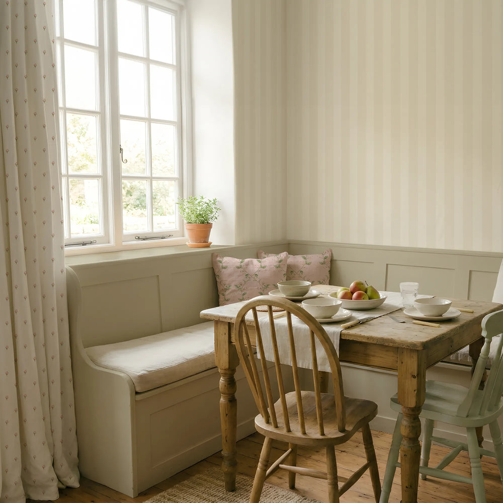 Whisper Stripe Wallpaper in Parchment Cream