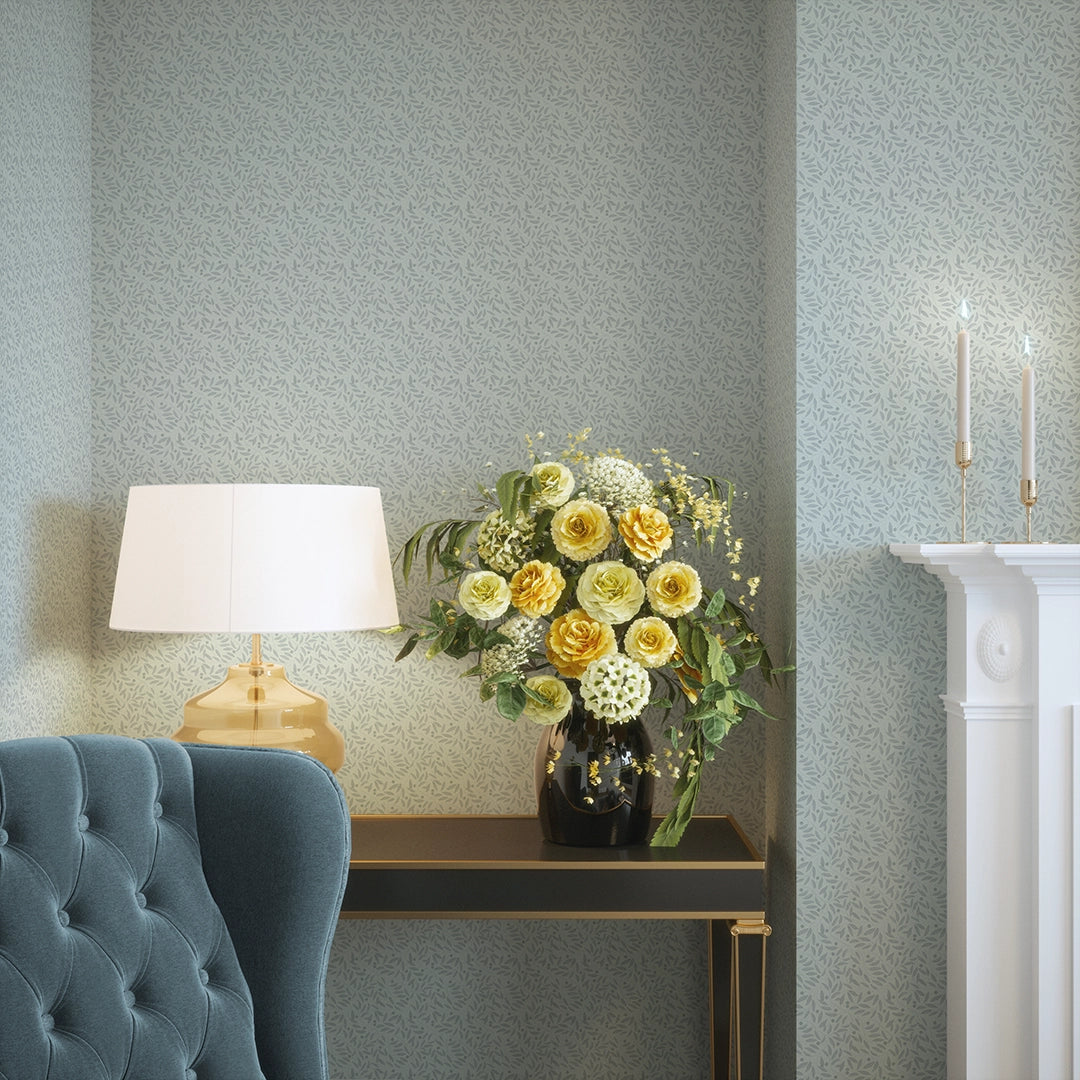Whispering Leaves Wallpaper in Duck Egg
