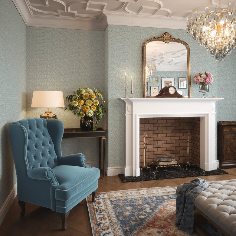 Whispering Leaves Wallpaper in Duck Egg