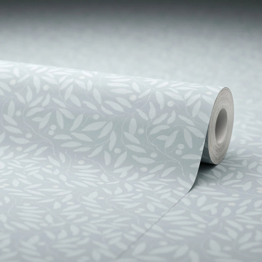Sample of Whispering Leaves Wallpaper in Mineral Mist
