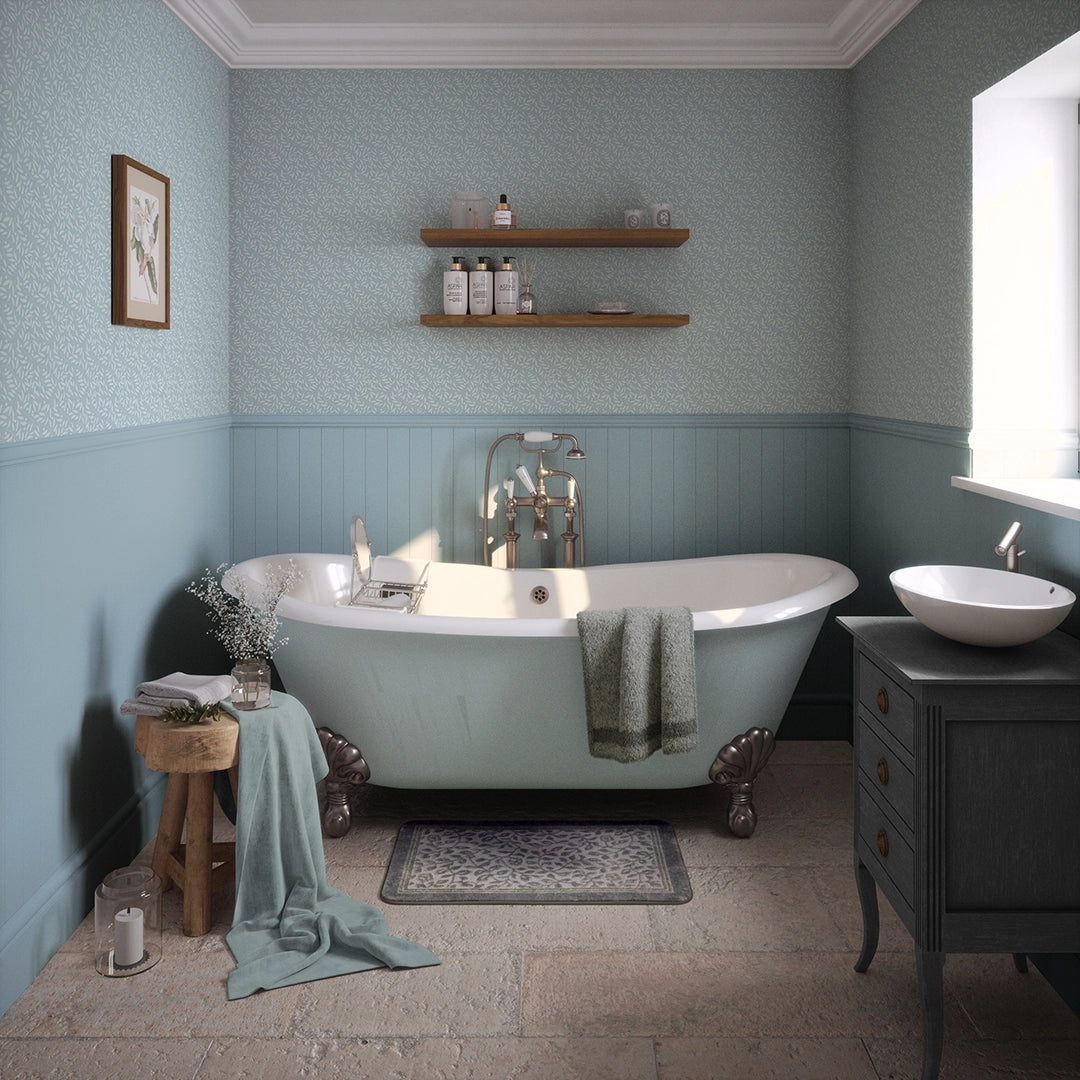 Whispering Leaves Wallpaper in Mineral Mist
