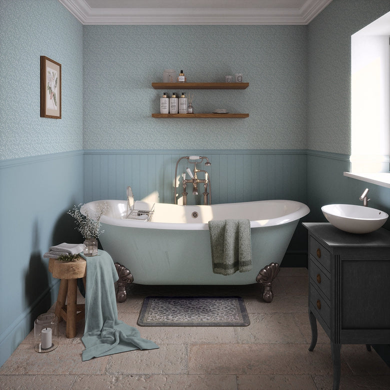 Whispering Leaves Wallpaper in Mineral Mist