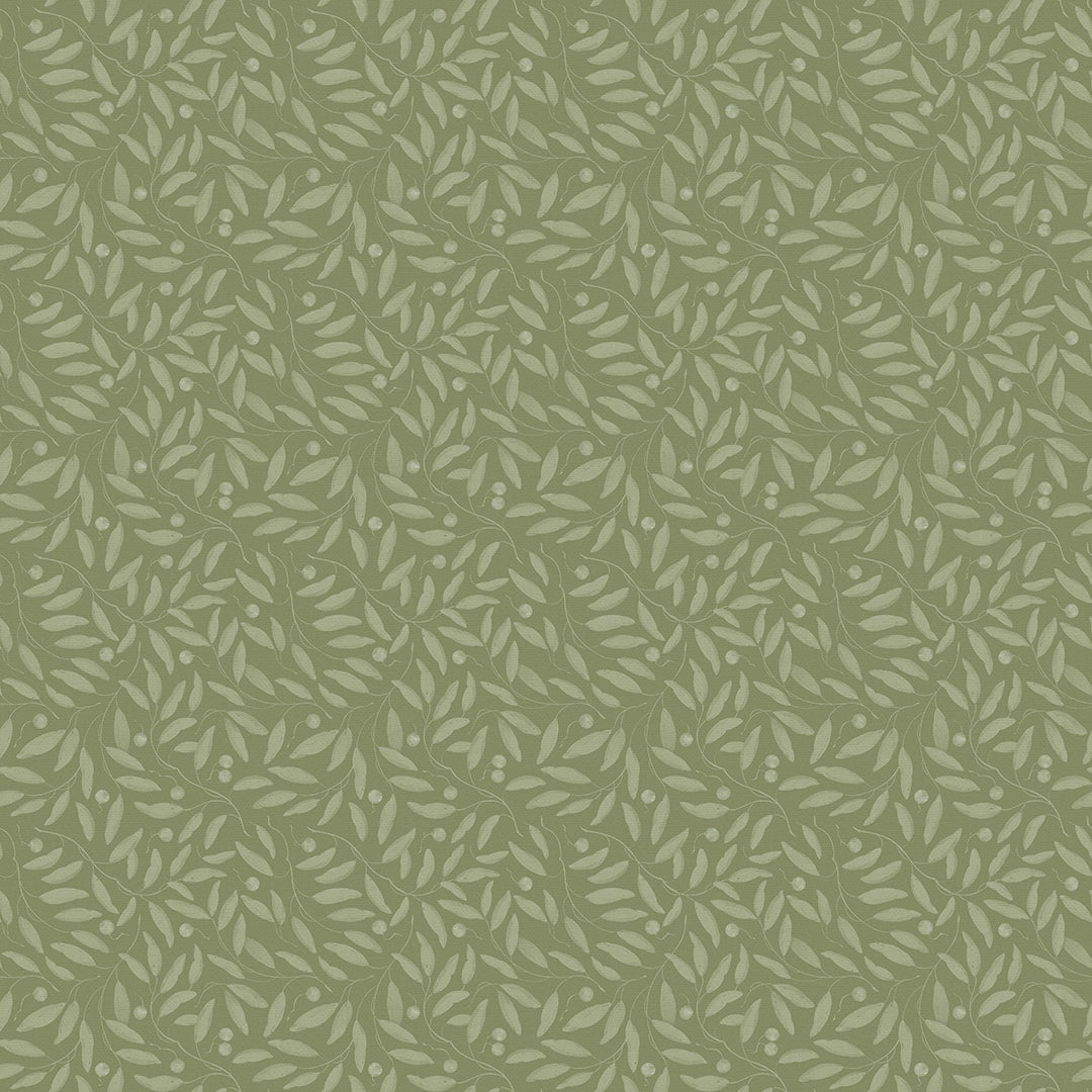 Sample of Whispering Leaves Wallpaper in Olive Tree