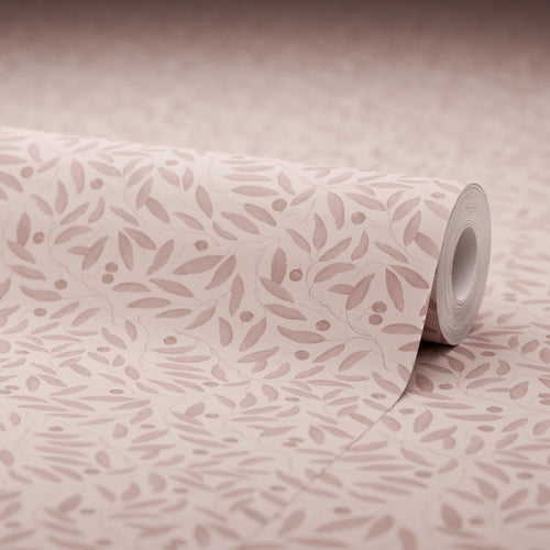 Whispering Leaves Wallpaper in Sweet Raspberry
