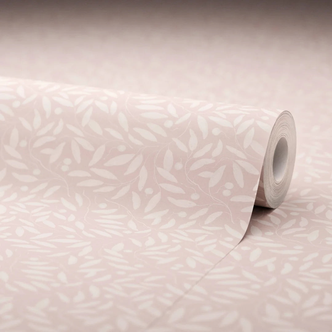 Whispering Leaves Wallpaper in Vintage Rose