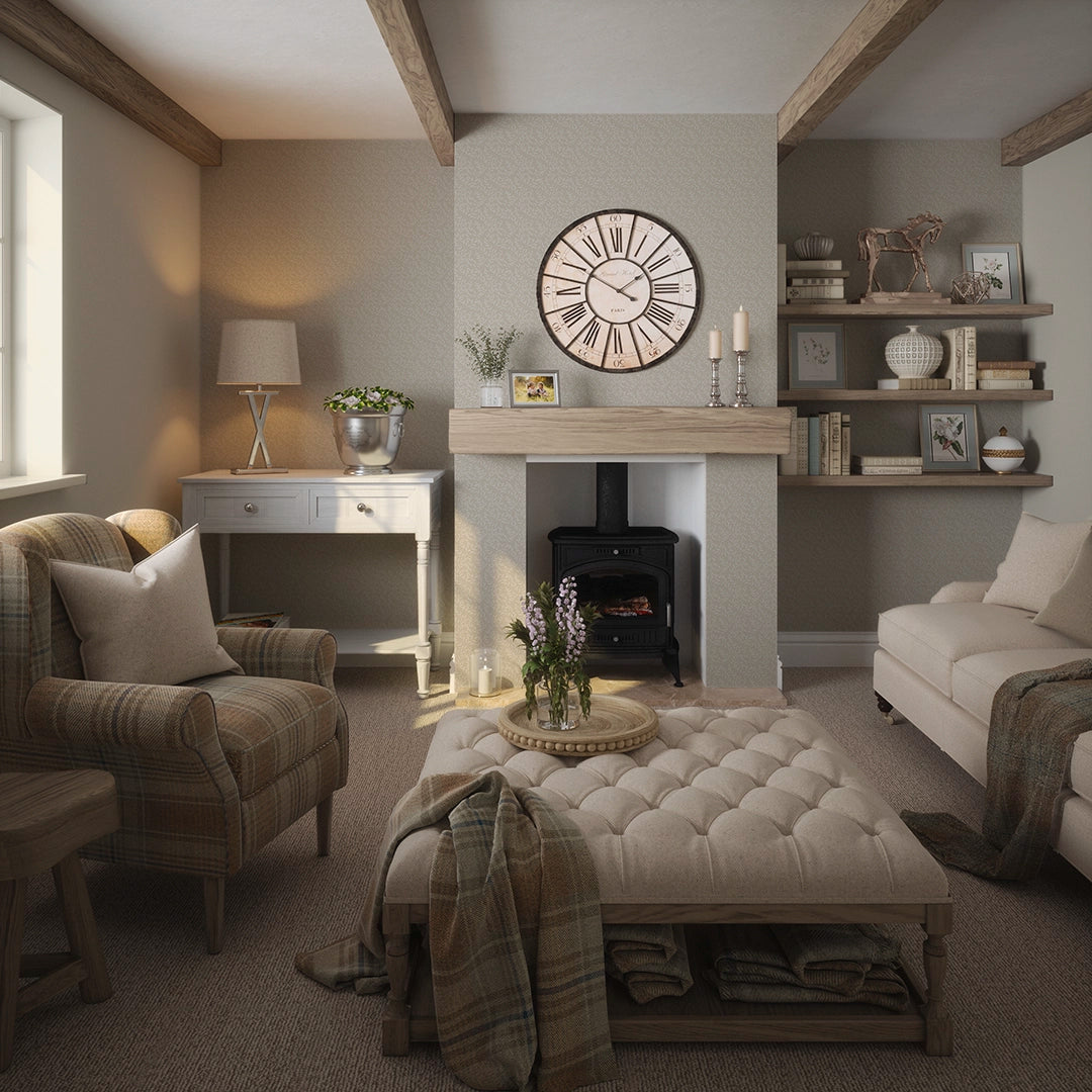 Whispering Leaves Wallpaper in Castle Stone