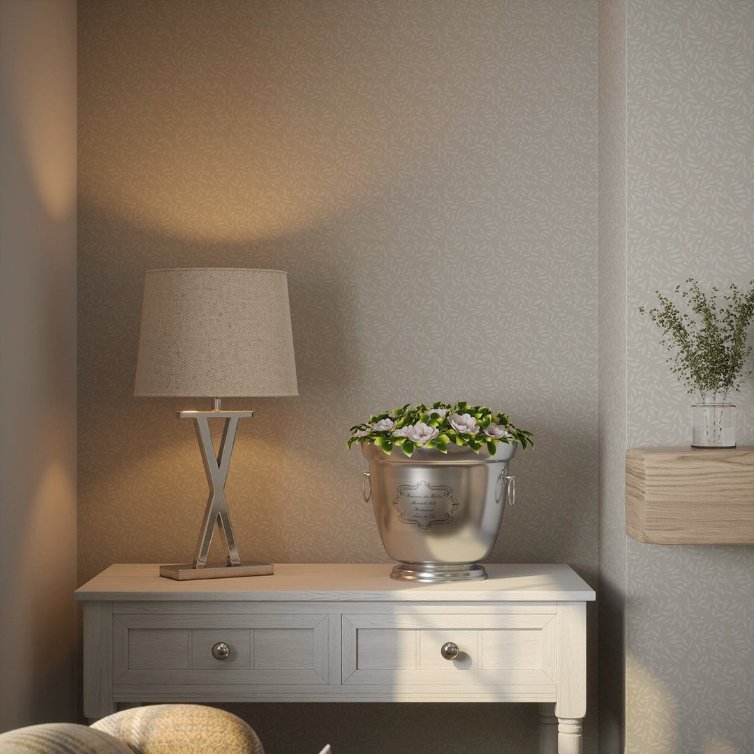 Whispering Leaves Wallpaper in Castle Stone