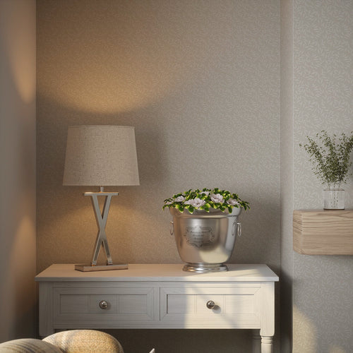 Whispering Leaves Wallpaper in Castle Stone