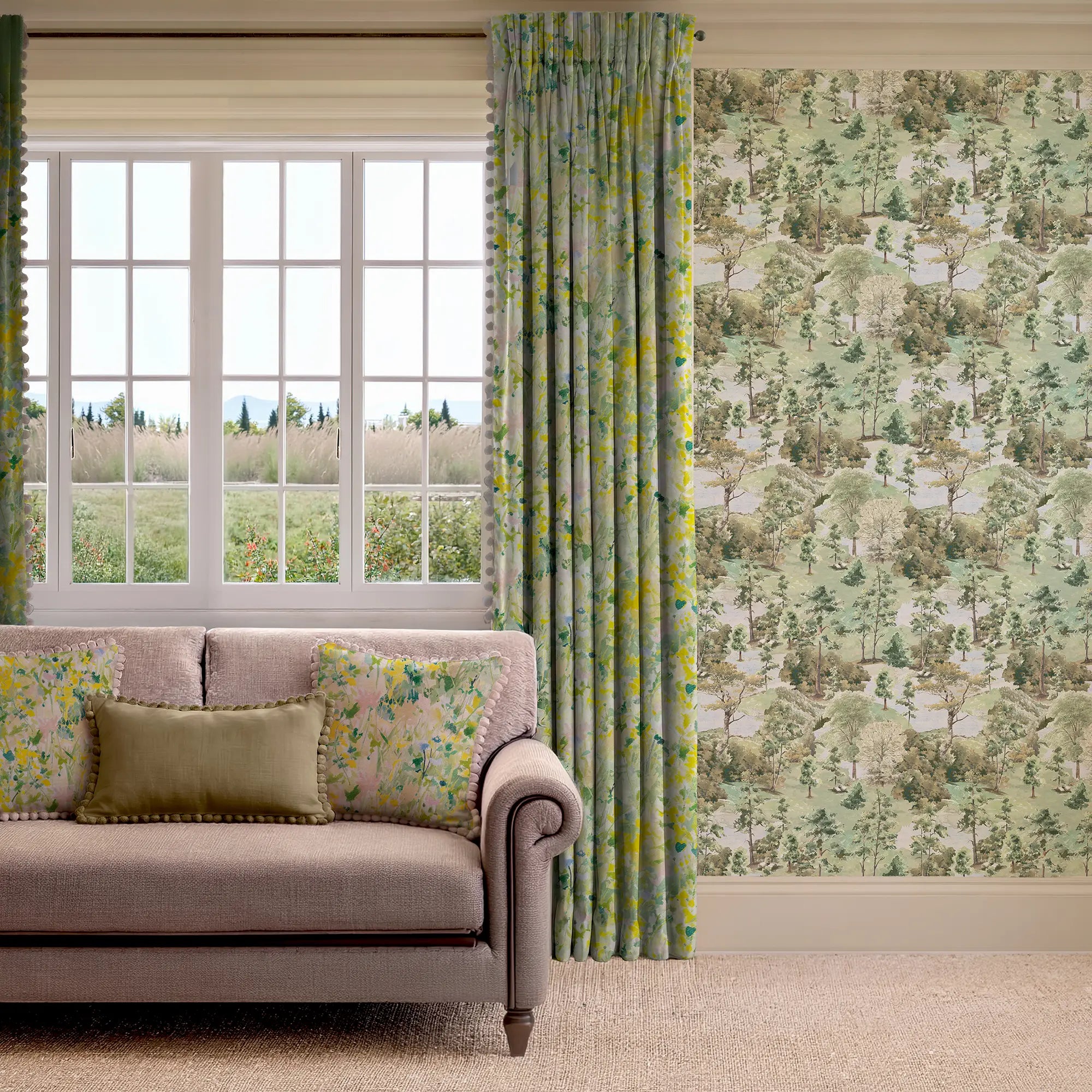 Wildwood Water Wallpaper in Greens